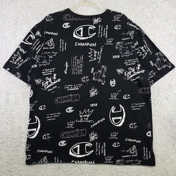 Champion Heritage "King Of The Sweatshirts"‎ AOP Graffiti Black XL T-Shirt - Picture 2 of 6
